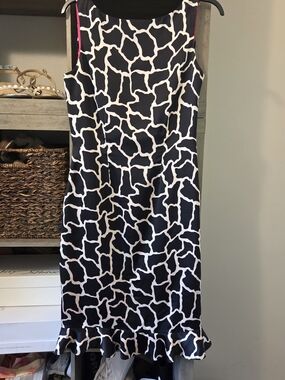 FLORES & FLORES VINTAGE Silk Black and White Patterned Women's Dress